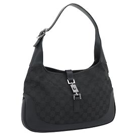 Borsa a tracolla Gucci GG Canvas Jackie nera e argento 204990 Autentica 193049V