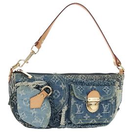 Borsa a pochette LOUIS VUITTON Monogram Denim Patchwork Blu M92382 LV Autentica ki6696M