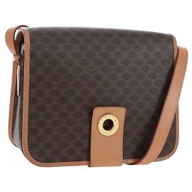 Céline CELINE Macadam Schultertasche aus Canvas, PVC und Leder, braun und gold, authentisch 191817V