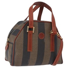 Borsa a mano FENDI Pecan in PVC e pelle, 2 vie, nera e marrone, autentica ka5337A