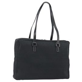 Borsa a mano FENDI Zucchino in tela nera e argento 8BH031 autentica ki6737