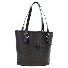 Céline Borsa a mano CELINE Macadam in tela, PVC e pelle, nera e oro, autentica 191813V