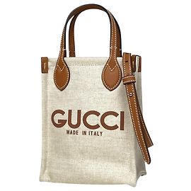 Borsa a mano Gucci in tela beige e marrone