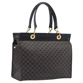 Céline Borsa a mano CELINE Macadam Canvas PVC Leather Black Gold Auth 197786A