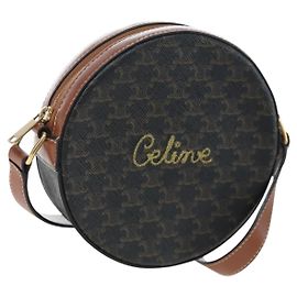 Céline Borsa a Tracolla Rotonda CELINE Triomphe PVC Nero Oro Auth 199654M