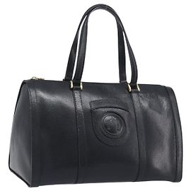 Borsa Boston FENDI in pelle nera e oro Auth 199674V