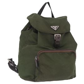 PRADA Rucksack Nylon Green Silver Auth ep15691
