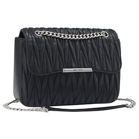 Bolso de hombro Miu Miu Matelassé con cadena de cuero negro y plata Auth 199113A