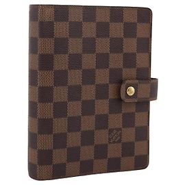 LOUIS VUITTON Damier Ebene Agenda MM Day Planner Cover R20240 LV Auth am12467V