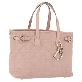 Borsa a mano Christian Dior Canage in tela rivestita Pink Gold Auth ka5885