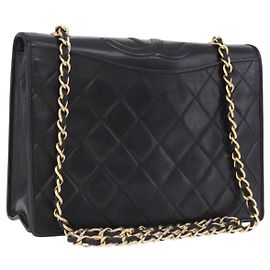 Borsa a tracolla CHANEL Matelasse con catena in pelle d'agnello nera e oro CC Auth 199673V