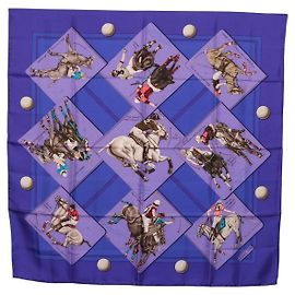 Hermès Foulard HERMES Carre 90 Seta Viola Auth 195459M