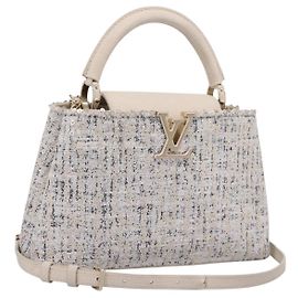 LOUIS VUITTON Capucine Handtasche aus Tweed Ivory LV Auth 198671SAM