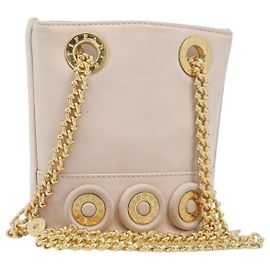 Autre Marque Borsa a tracolla con catena TIFFANY&Co. Pelle Beige Tono Oro Auth 199065