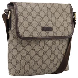 Bolso de hombro GUCCI GG Supreme PVC Beige Gold 223666 Auth 200916