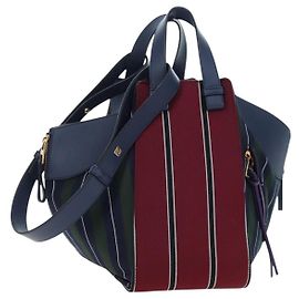 Borsa a mano LOEWE Hammock Canvas 2way Navy Gold Auth 198690M