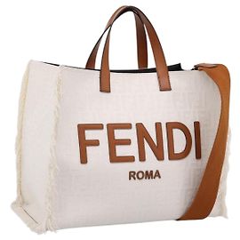 Borsa a mano FENDI Zucca Canvas 2way White Silver Auth ka5858M