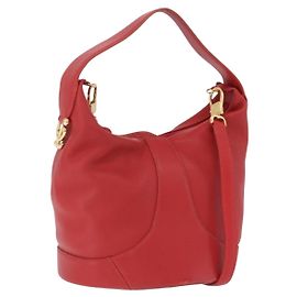 Bolso de mano LOEWE de cuero 2way rojo y dorado auténtico 195246A