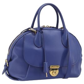 Borsa a mano Salvatore Ferragamo in pelle 2way blu tono oro Auth 200138A