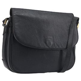 Borsa a tracolla Burberrys in pelle nera e oro Auth ep15651