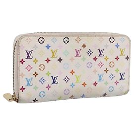LOUIS VUITTON Monogram Multicolor Zippy Wallet White M60241 LV Auth BA15336
