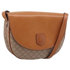 Céline Sac à bandoulière CELINE Macadam Canvas PVC Beige Gold Auth ki6798V