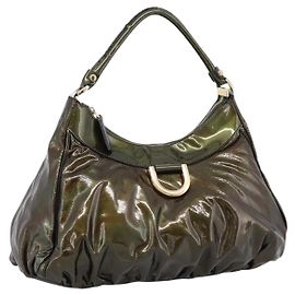 Sac à épaule GUCCI Vernis Vert Ton Or 189833 Auth 200154