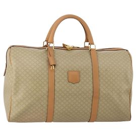 Céline Borsa Boston CELINE Macadam Canvas PVC Beige Gold Auth 197482A