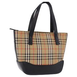 BURBERRY Nova Check Handtasche Canvas Beige Auth 199610