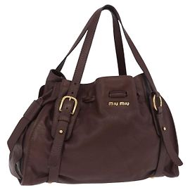 Borsa a tracolla Miu Miu in pelle Gold Brown Auth yk20861SAM