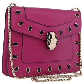 Bulgari Bolso de hombro con cadena BVLGARI de piel Pink Gold Auth ka5843A