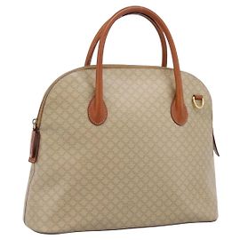 Céline Bolso de mano CELINE Macadam Canvas PVC Beige Gold Auth 197827