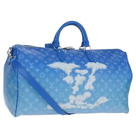 LOUIS VUITTON Monogram Crows Keepall Bandouliere 50 Blue M45428 Auth yk20850SAM