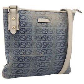 Borsa a tracolla GUCCI Interlocking G Denim Outlet Blue Gold 257246 Auth 200236