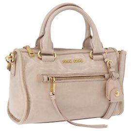 Bolsa de mão Miu Miu em couro 2way Beige Gold Auth ka5835V