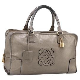 Borsa a mano LOEWE Amazona 36 in pelle Oro Argento Auth 200941
