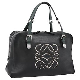Borsa a mano LOEWE in pelle verde argento Auth yk20838V