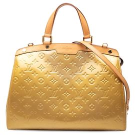 Borsa Satchel Louis Vuitton Monogram Vernis Brea GM Beige