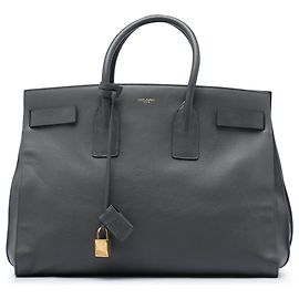 Saint Laurent Sac De Jour Tote Large aus glattem Kalbsleder Grau