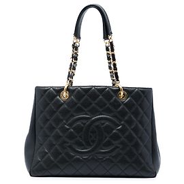 Borsa Grand Shopping Tote Chanel in Caviar nera