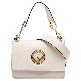 Borsa Satchel Fendi Kan I in pelle liscia bianca