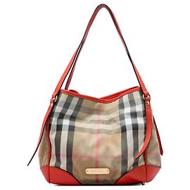 Burberry Small House Check Canvas Bridle Canterbury Tote Tasche Braun