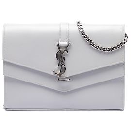 Borsa crossbody Sulpice Wallet on Chain in pelle monogramma grigia Saint Laurent