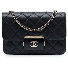 Sac bandoulière Chanel Mini Beauty Lock en peau de mouton noir