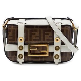 Borsa Satchel Fendi Mini Zucca Cage in tela rivestita marrone