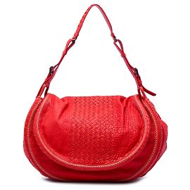 Bolso de solapa Bottega Veneta en piel de Cervo rojo con ribete Intrecciato