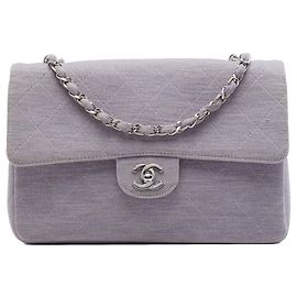 Borsa a tracolla Chanel Medium Classic Jersey Single Flap Viola