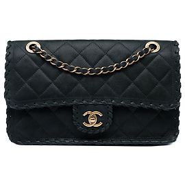 Black Chanel Medium Quilted Iridescent Calfskin Happy Stitch Flap Crossbody Bag