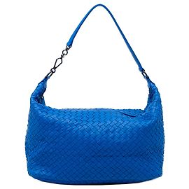 Borsa a tracolla Bottega Veneta Intrecciato in Nappa blu