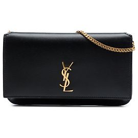 Borsa crossbody Saint Laurent Kate Wallet On Chain in pelle monogram nera